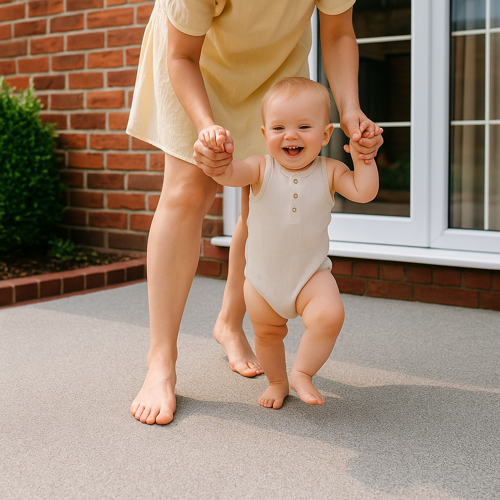 Soft texture resin surface for comfortable walking