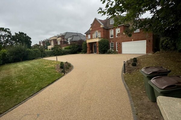 Elegant resin driveway leading to house