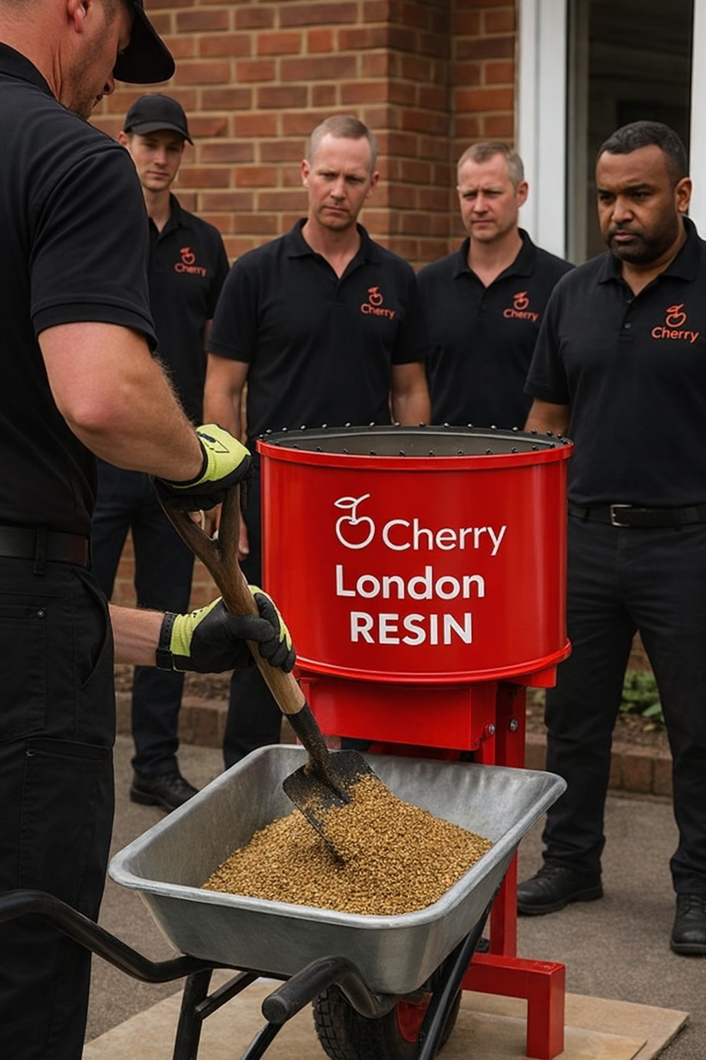 Mixing aggregates with UV stable resin for installation