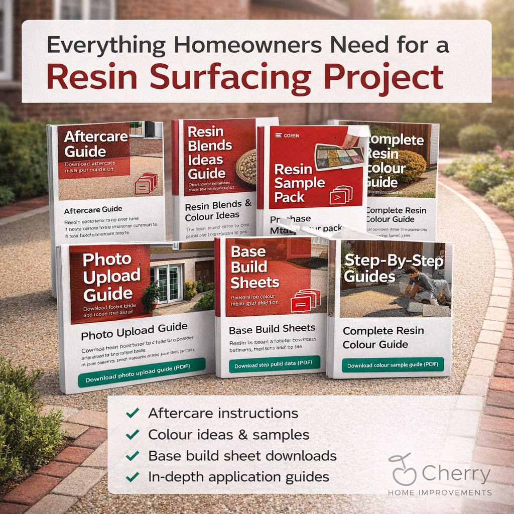 Collection of resin-bound surfacing guides and homeowner packs