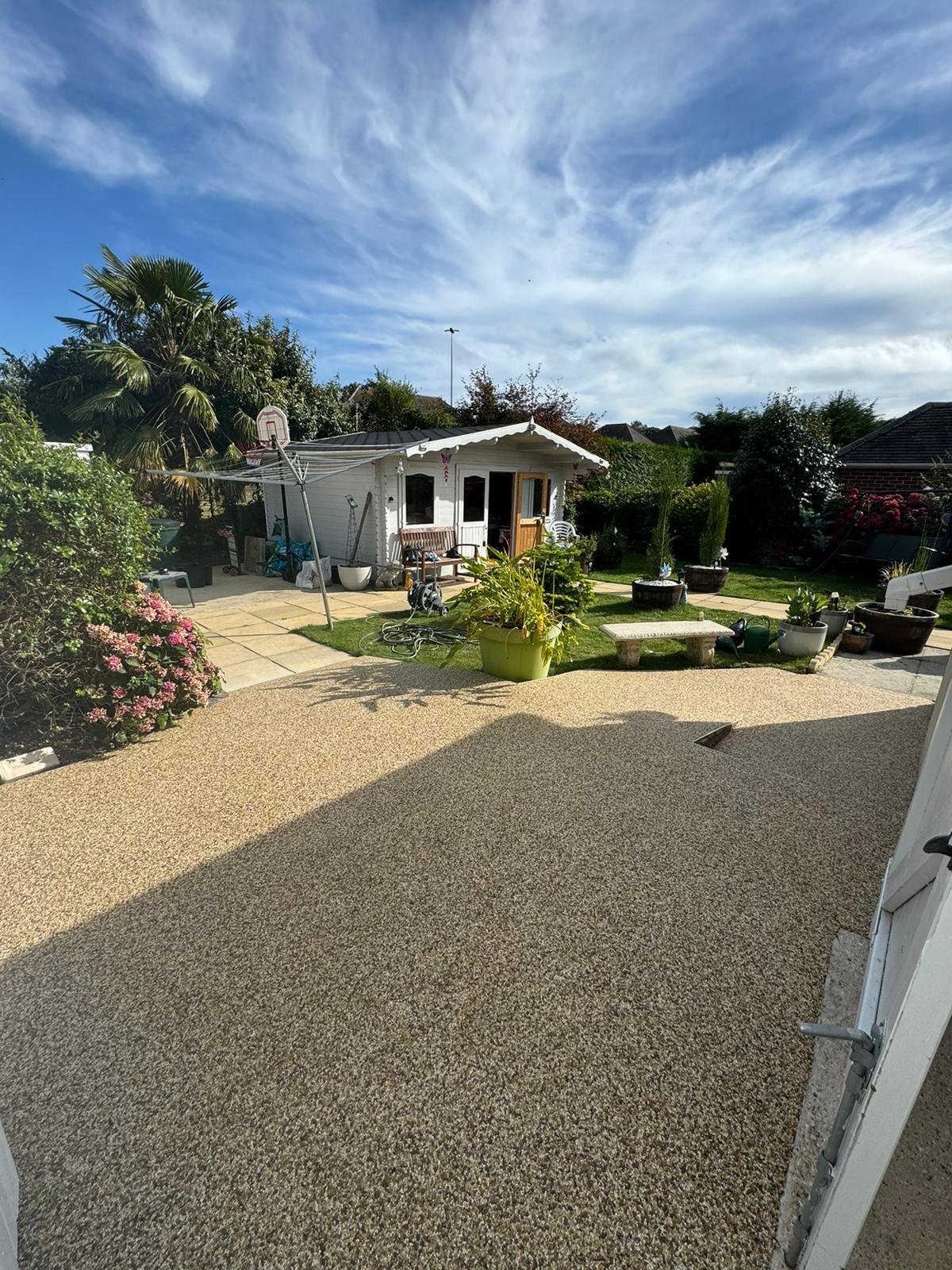 Resin patio installation with durable, low-maintenance finish