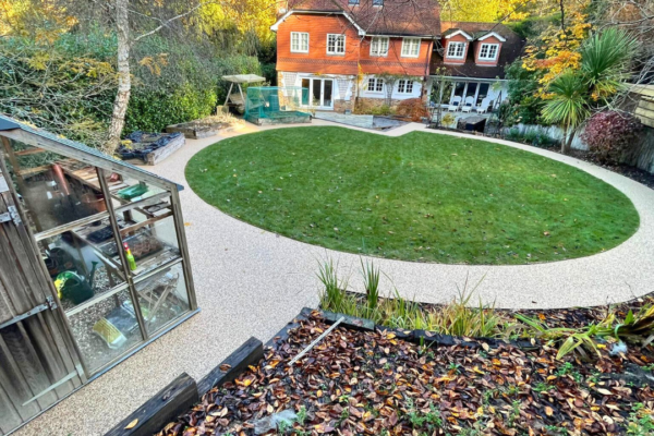 Circular garden resin pathway in back garden